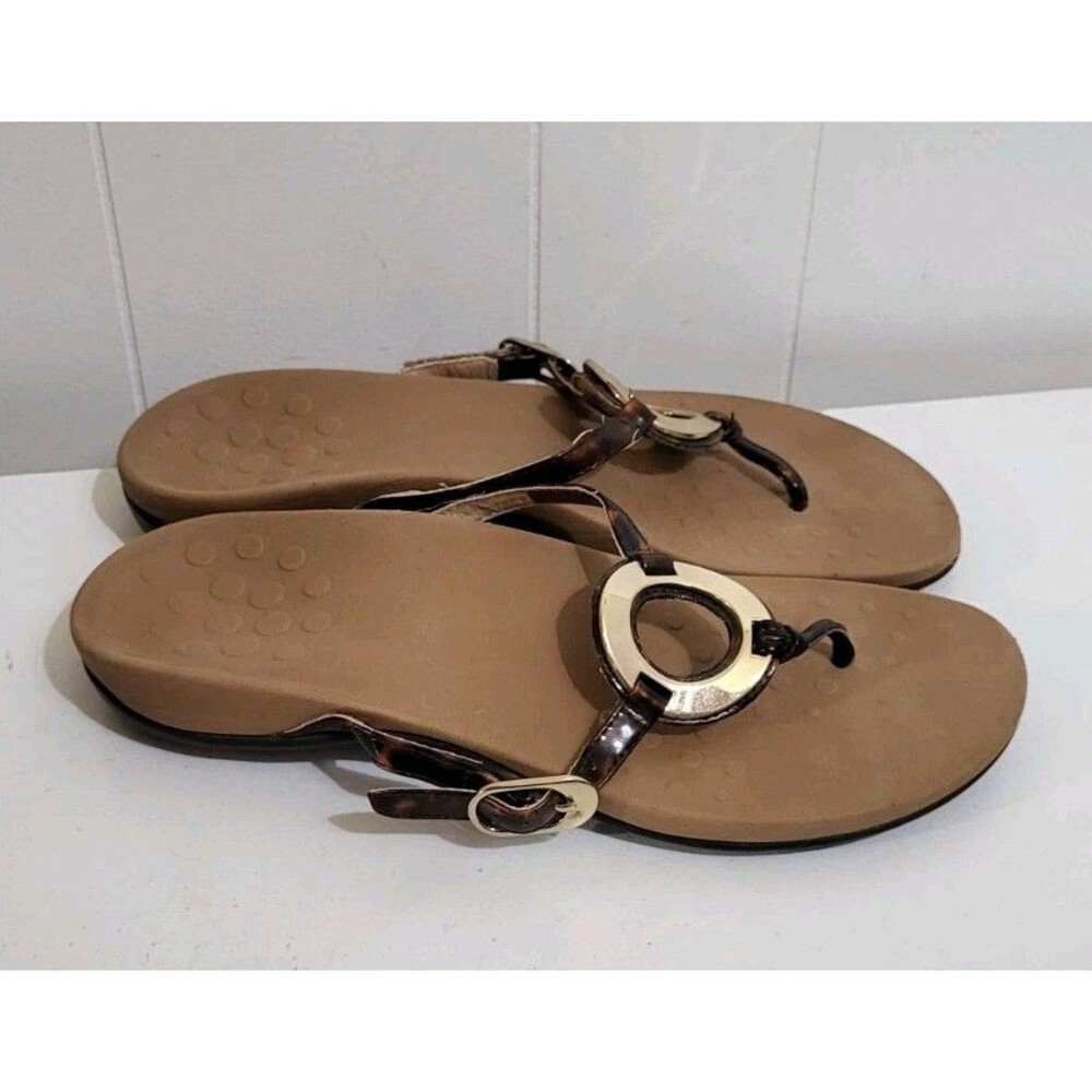VIONIC Karina Tortoise Thong Slip On Flip Flop Sandals Comfort Orthotic Size 8